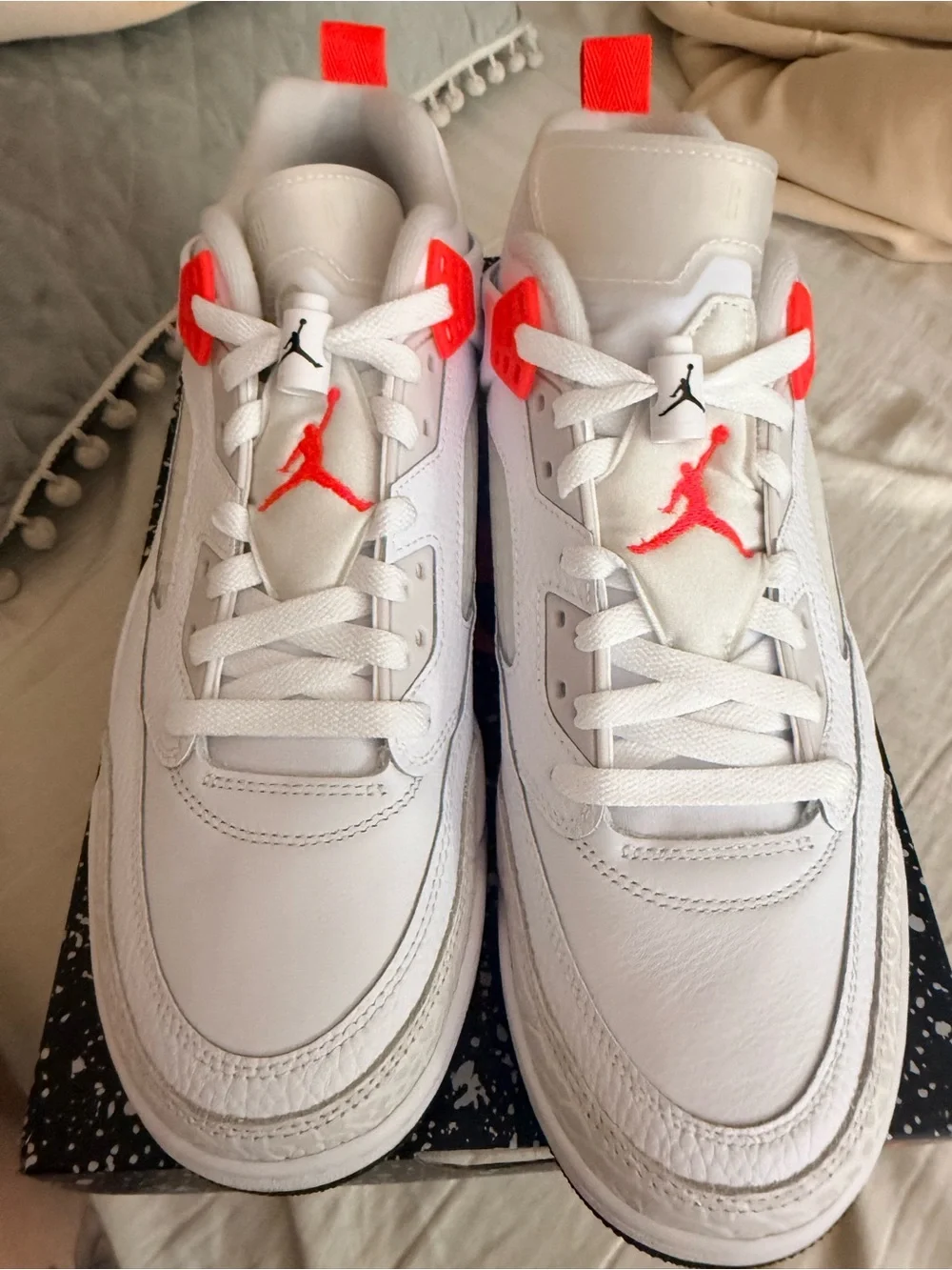 Jordan White Sneakers with Red Accents